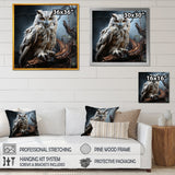 Designart "Nocturnal Owl Portrait II" Owl Wall Decor Grey Modern Hallway Framed Wall Art Decor