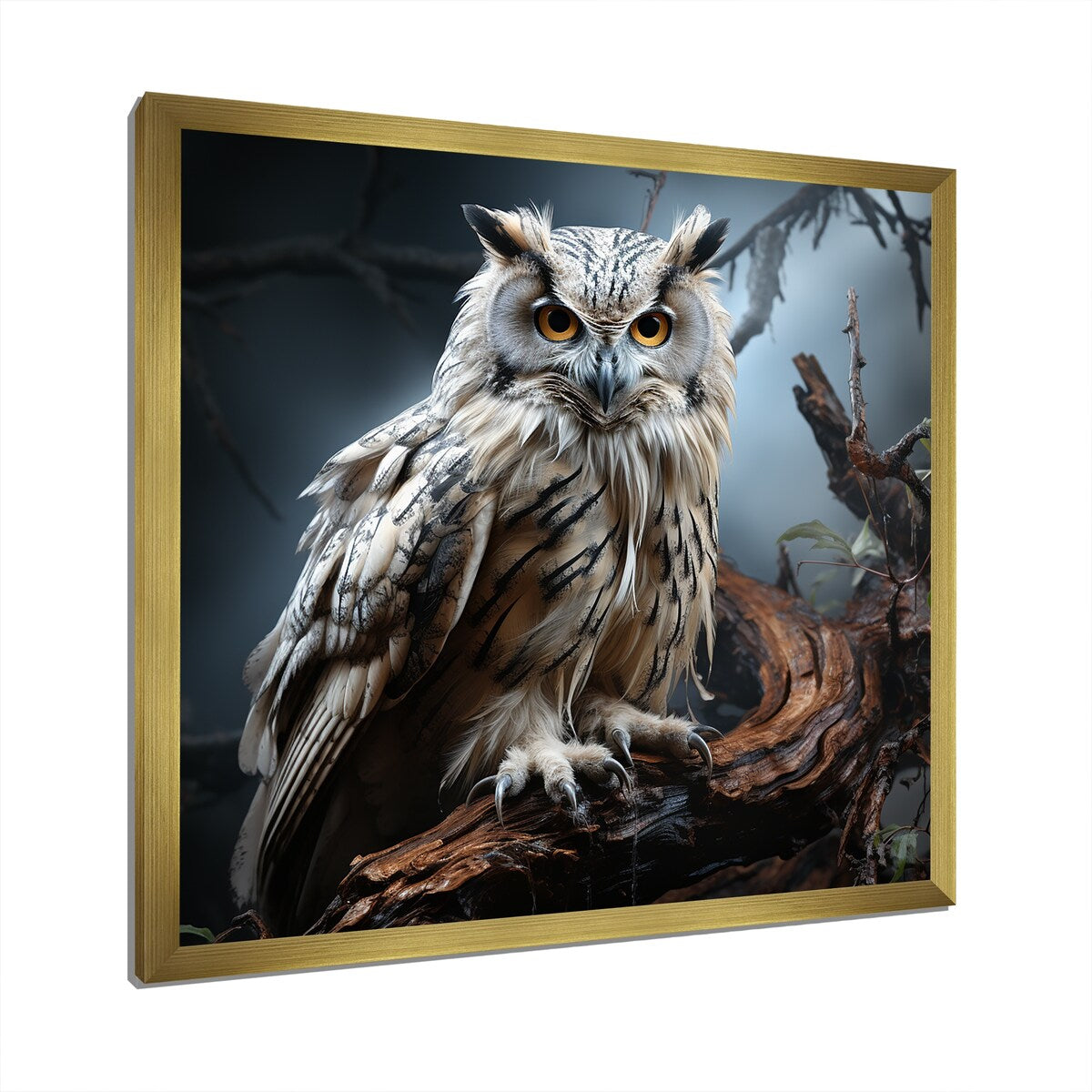 Designart "Nocturnal Owl Portrait II" Owl Wall Decor Grey Modern Hallway Framed Wall Art Decor