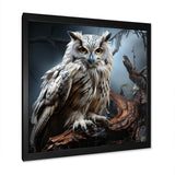 Designart "Nocturnal Owl Portrait II" Owl Wall Decor Grey Modern Hallway Framed Wall Art Decor