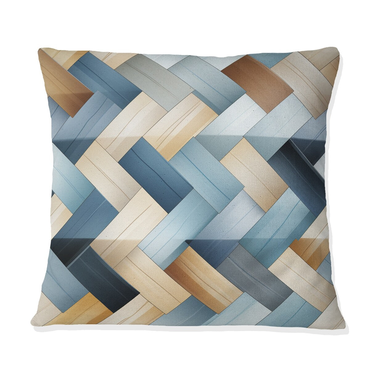 Designart "Nordic Blue And White Stripes Tessellations" Geometric Printed Throw Pillow