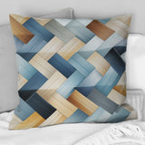 Designart "Nordic Blue And White Stripes Tessellations" Geometric Printed Throw Pillow