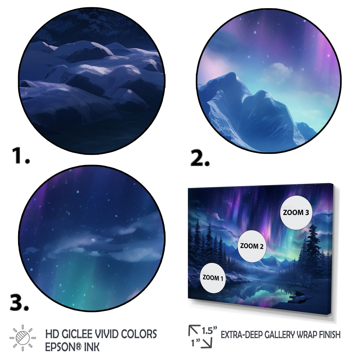 Designart "Northern Lights I" Aurora Borealis Framed Wall Decor