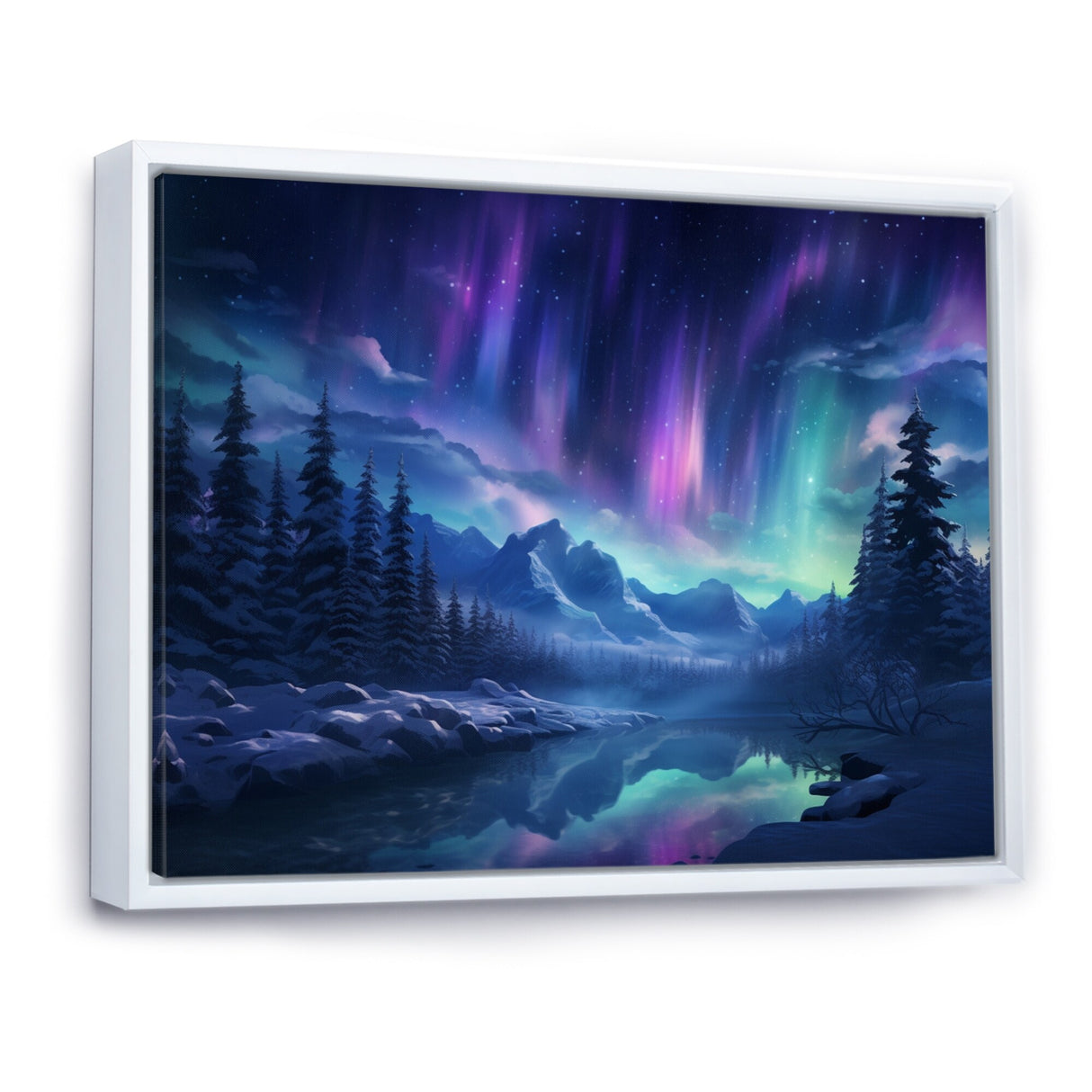 Designart "Northern Lights I" Aurora Borealis Framed Wall Decor