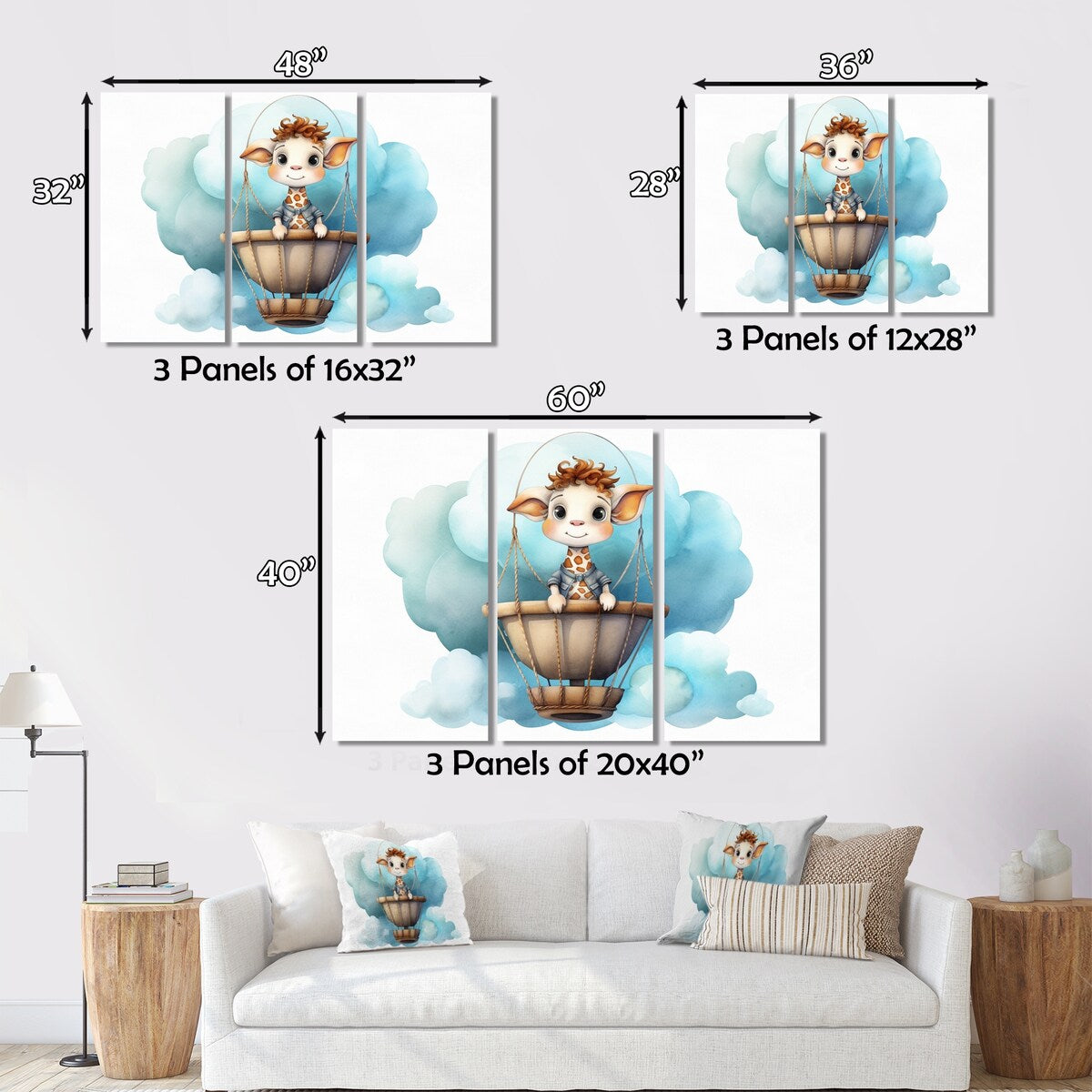 Designart "Nursery Adorable Giraffe III" Children Metal Art Print Set
