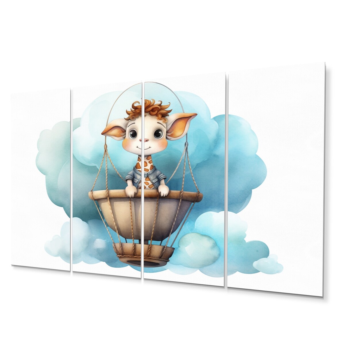 Designart "Nursery Adorable Giraffe III" Children Metal Art Print Set