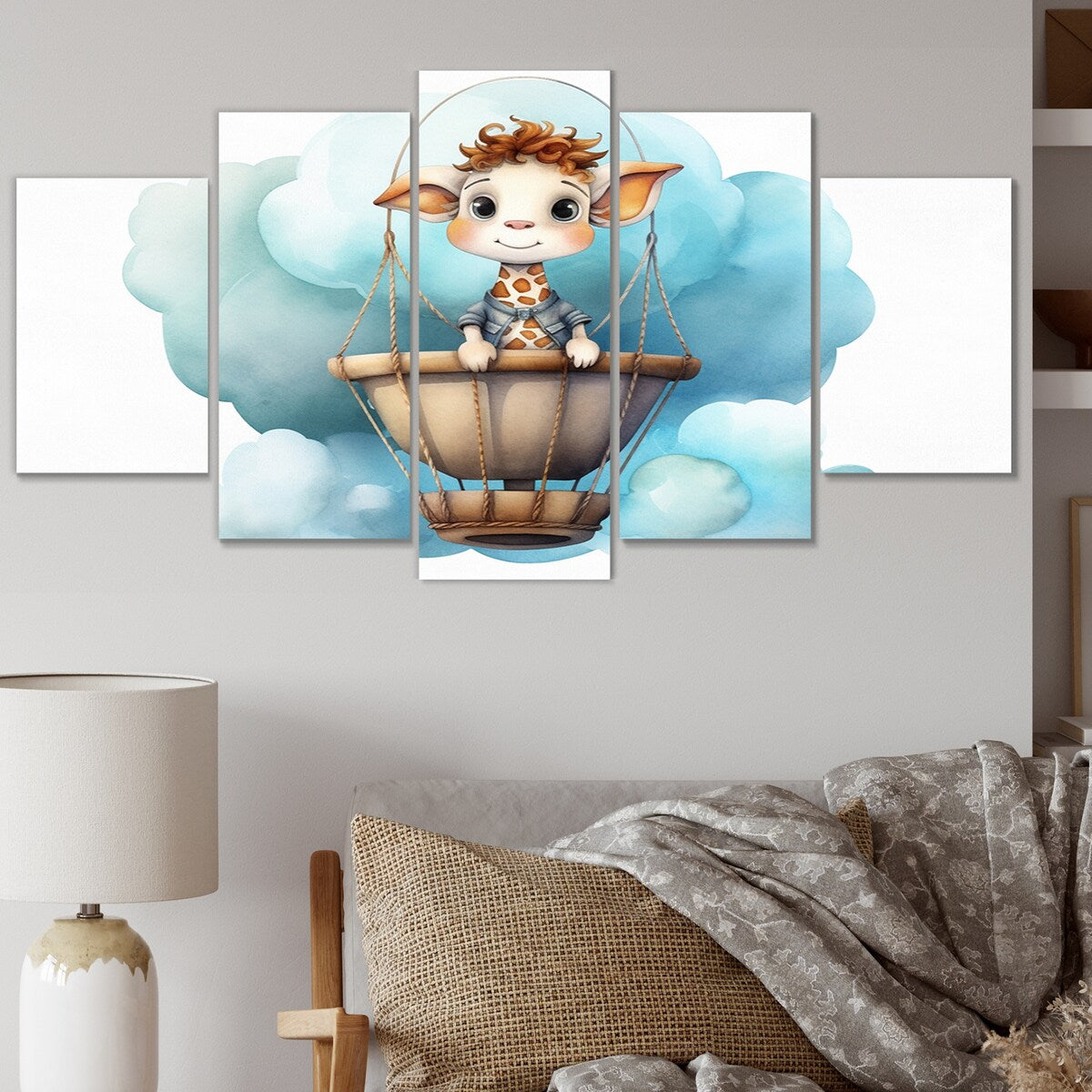 Designart "Nursery Adorable Giraffe III" Children Metal Art Print Set