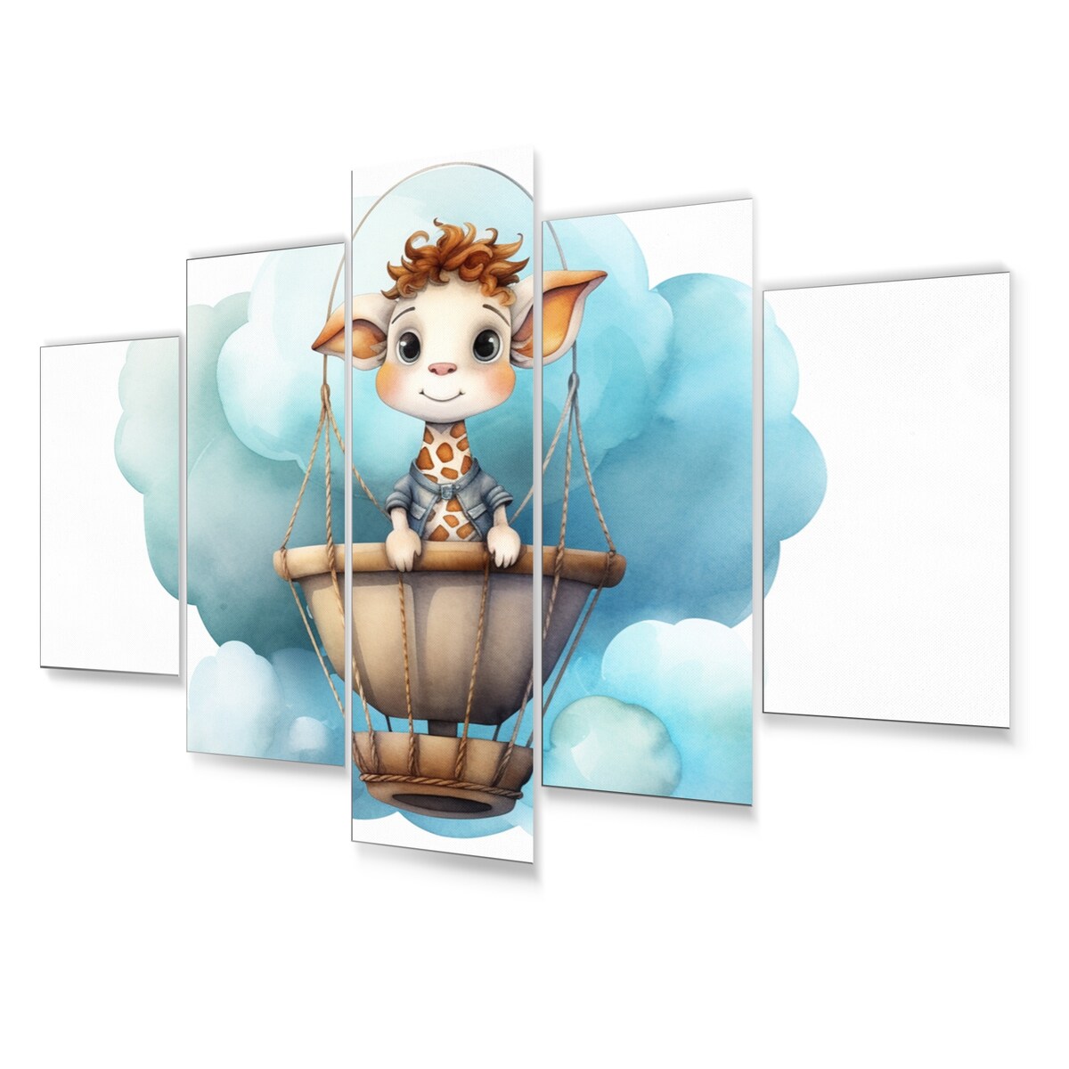 Designart "Nursery Adorable Giraffe III" Children Metal Art Print Set