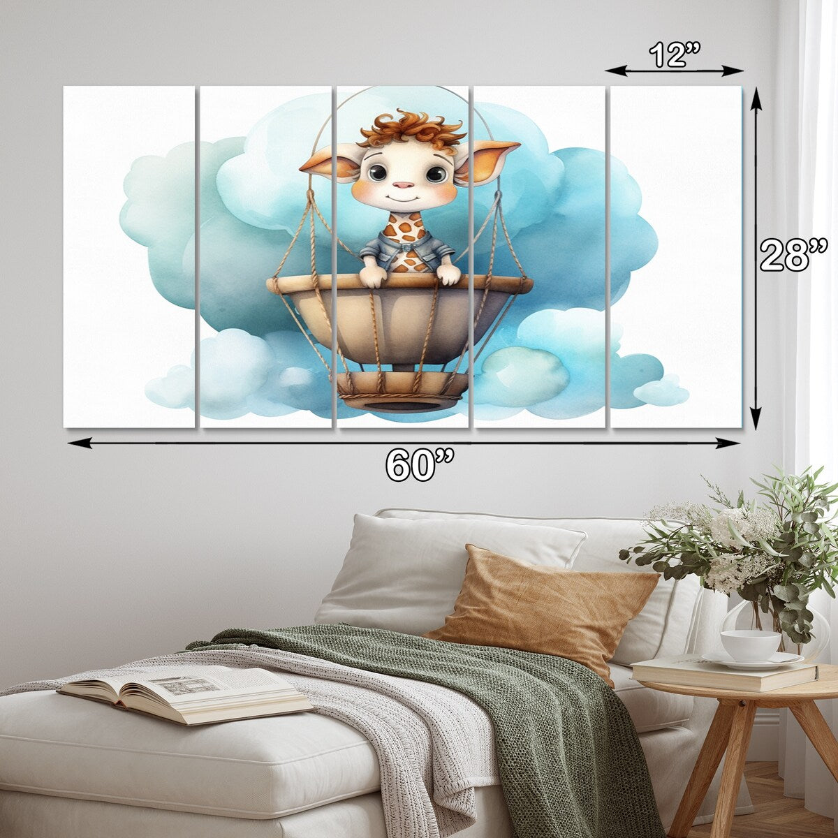 Designart "Nursery Adorable Giraffe III" Children Metal Art Print Set