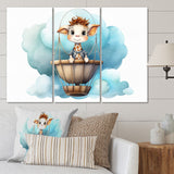 Designart "Nursery Adorable Giraffe III" Children Metal Art Print Set