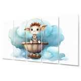 Designart "Nursery Adorable Giraffe III" Children Metal Art Print Set