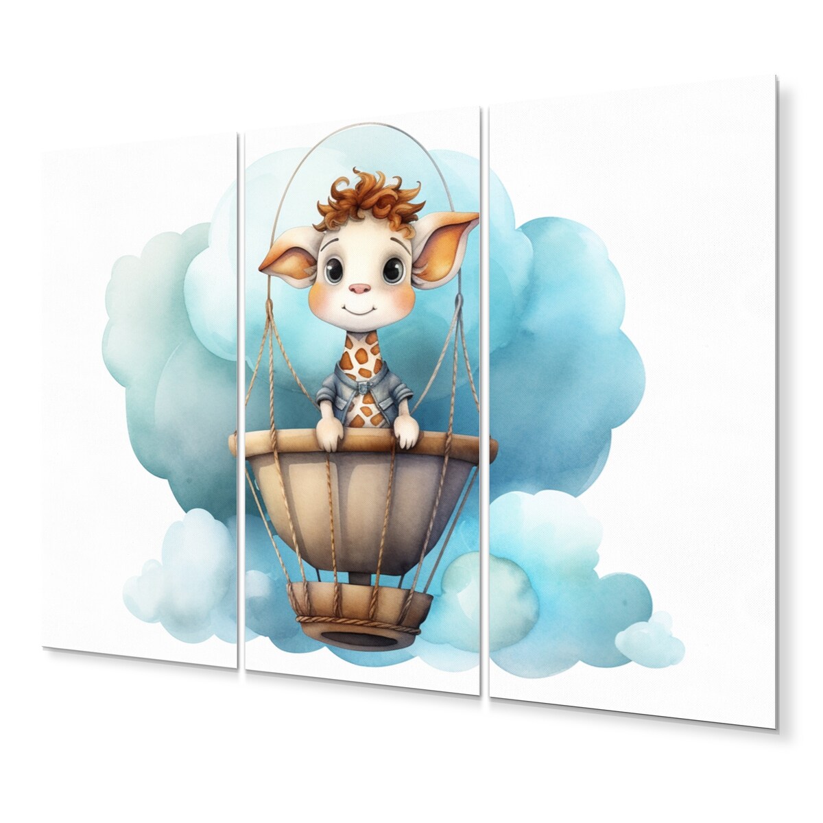 Designart "Nursery Adorable Giraffe III" Children Metal Art Print Set