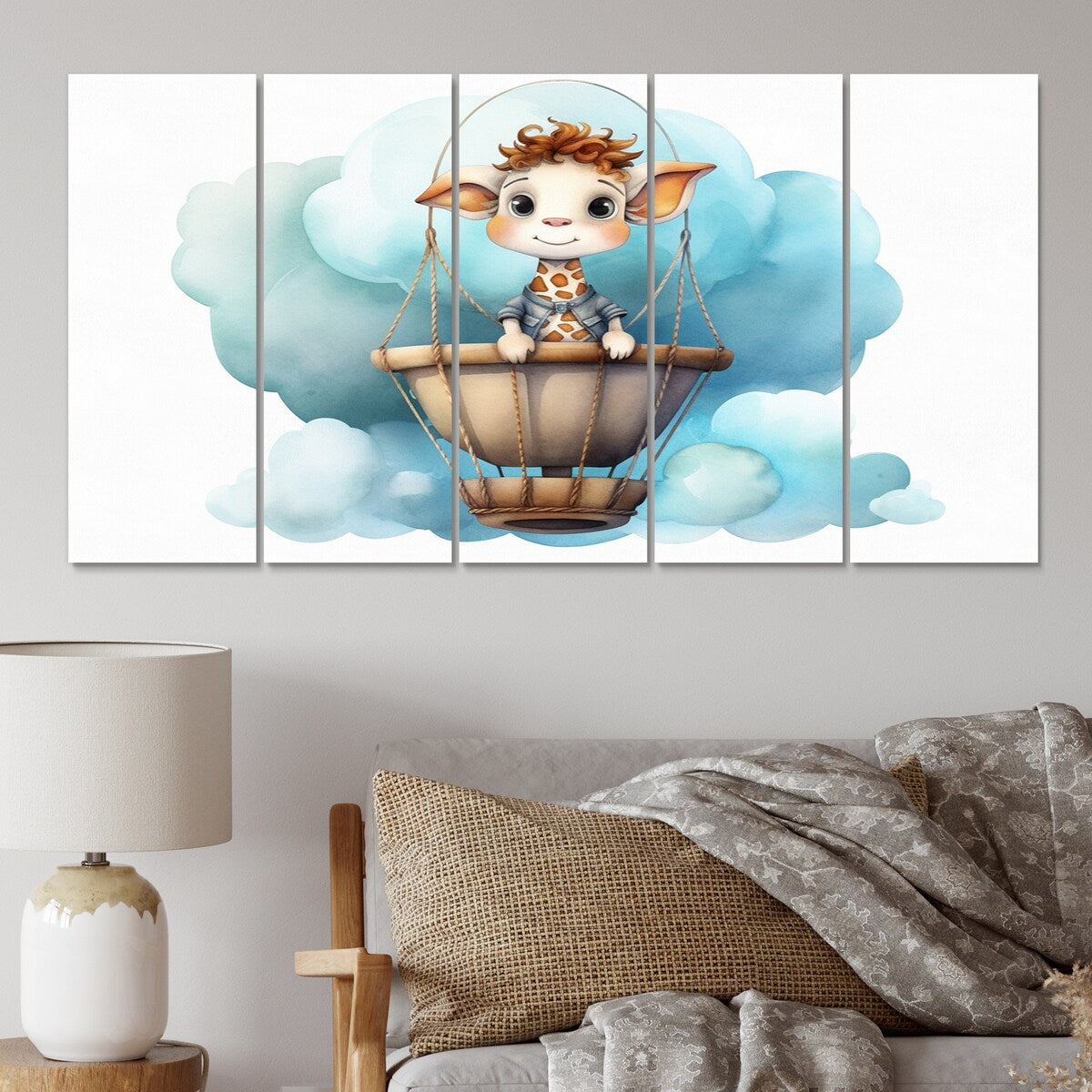Designart "Nursery Adorable Giraffe III" Children Metal Art Print Set