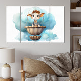 Designart "Nursery Adorable Giraffe III" Children Metal Art Print Set