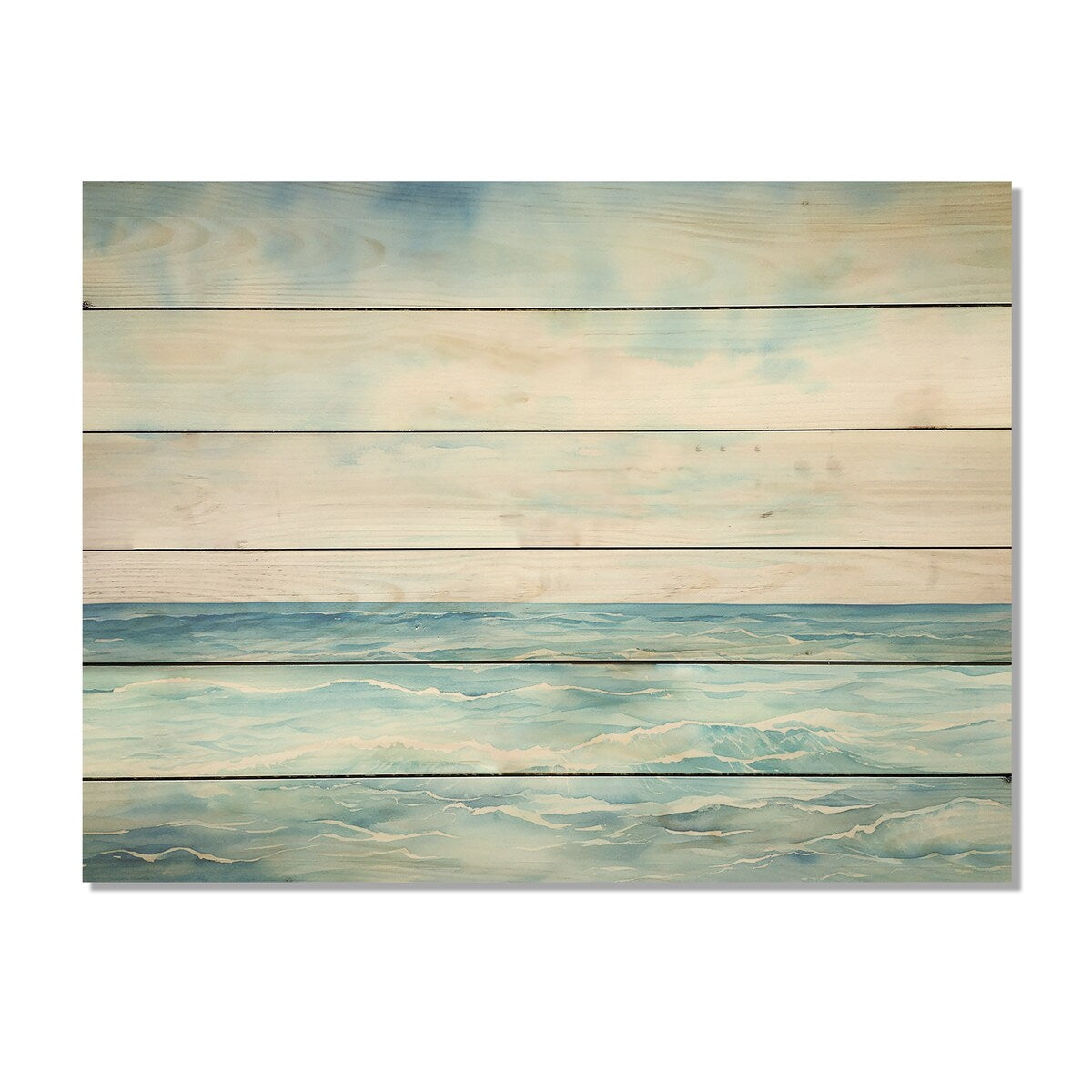 Designart "Ocean Minimalism Horizon Charm" Ocean Wood Wall Decor - Nautical & Coastal Wood Panel On Natural Pine Wood