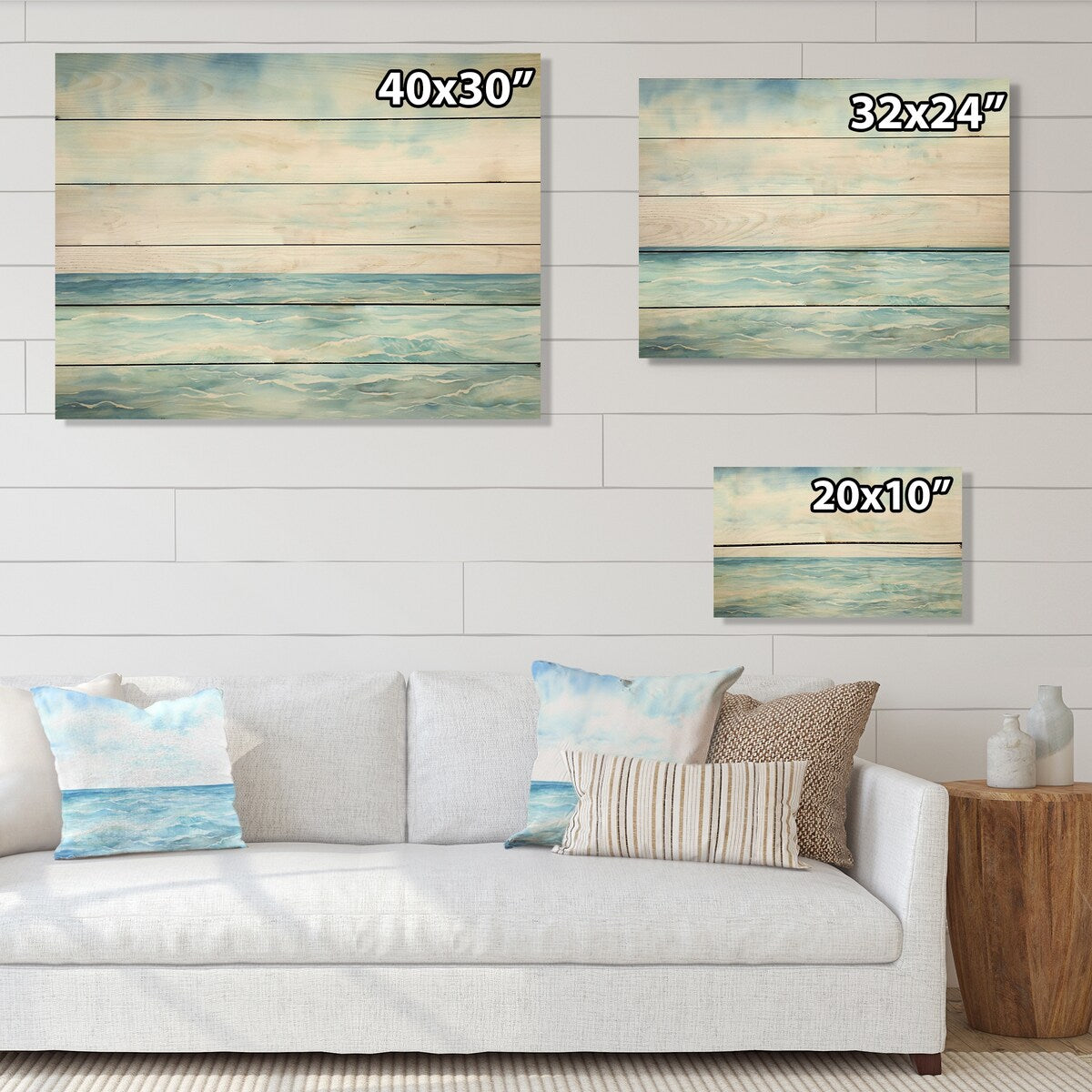Designart "Ocean Minimalism Horizon Charm" Ocean Wood Wall Decor - Nautical & Coastal Wood Panel On Natural Pine Wood