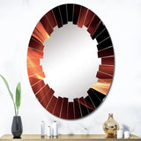 Designart "Orange Abstract Warm Fractal Design IX" Fractals Modern Wall Mirror