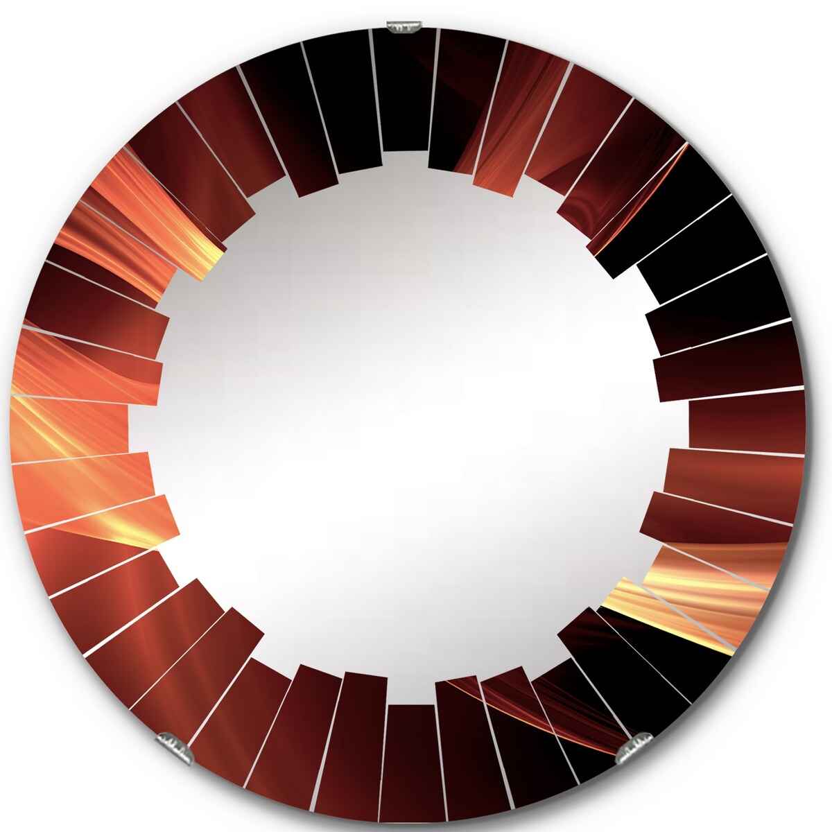 Designart "Orange Abstract Warm Fractal Design IX" Fractals Modern Wall Mirror