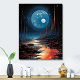 Designart "Orange And Green Planet Landscape II" Space Planet Blue Metal Wall Art - Astronomy & Space Metal Art Work