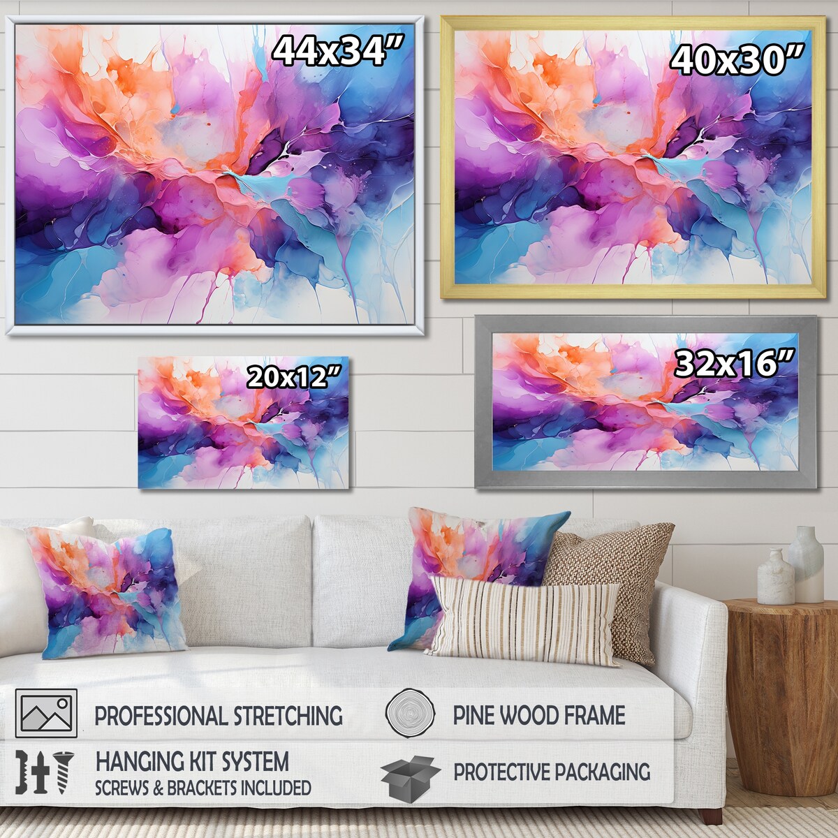 Designart "Orange And Teal Essence Ink II" Dairy Wall Art