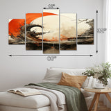 Designart "Orange Beige Buddhist Art Enso Enlightenment" Spiritual Metal Wall Décor Set