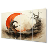 Designart "Orange Beige Buddhist Art Enso Enlightenment" Spiritual Metal Wall Décor Set