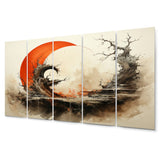 Designart "Orange Beige Buddhist Art Enso Enlightenment" Spiritual Metal Wall Décor Set