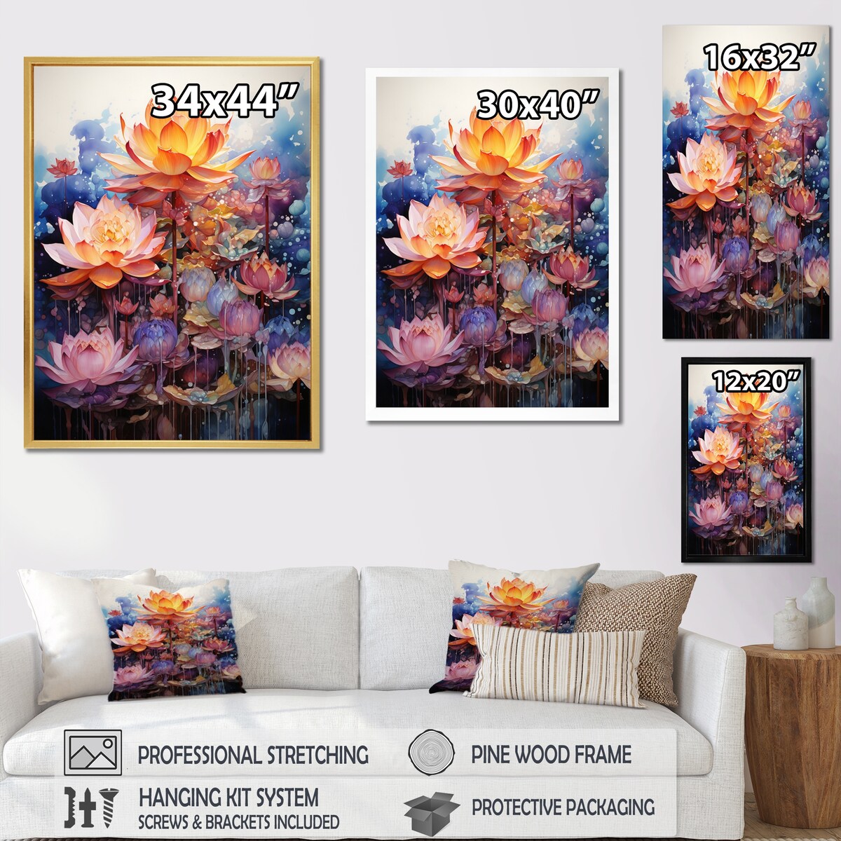 Designart "Orange Pink Buddhist Art Lotus Mandala" Buddhism Canvas Print