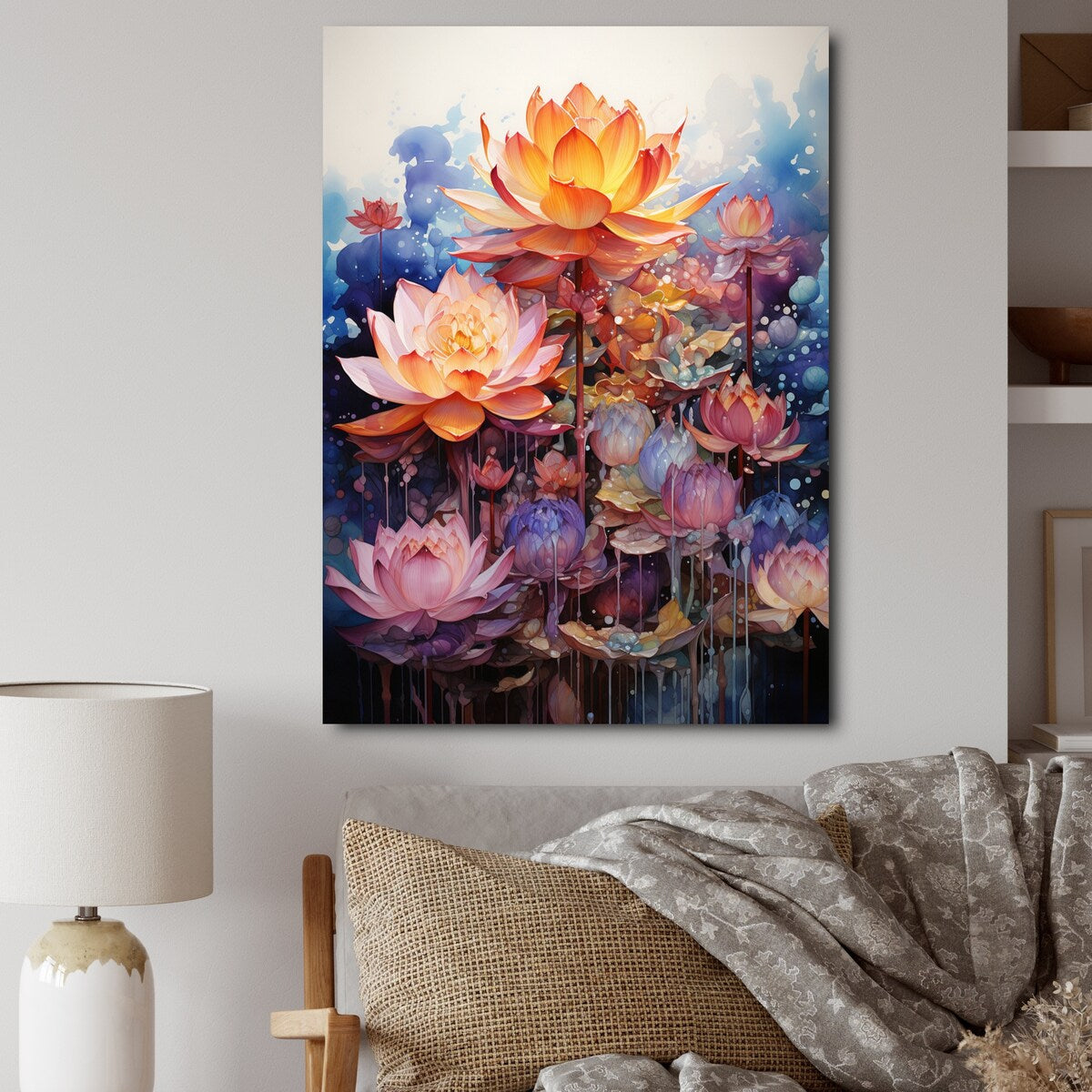 Designart "Orange Pink Buddhist Art Lotus Mandala" Buddhism Canvas Print