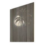 Designart "Palm Tree Moonlight Ebony Evening I" Palms & Palm Trees Wall Art Black Wood Panel On Natural Pine Wood