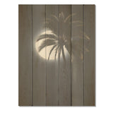 Designart "Palm Tree Moonlight Ebony Evening I" Palms & Palm Trees Wall Art Black Wood Panel On Natural Pine Wood