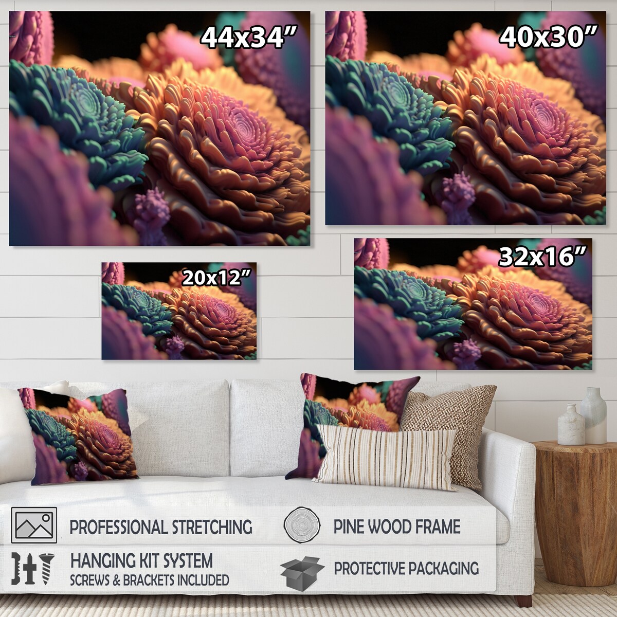 Designart "Pastel Fractal Simplicity VI" Modern Geometric Canvas Wall Art
