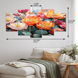 Designart "Peach Green Cactus Representation Multicolored Acrylic I" Floral Art Living Room Set