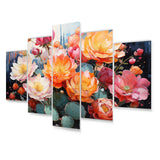 Designart "Peach Green Cactus Representation Multicolored Acrylic I" Floral Art Living Room Set