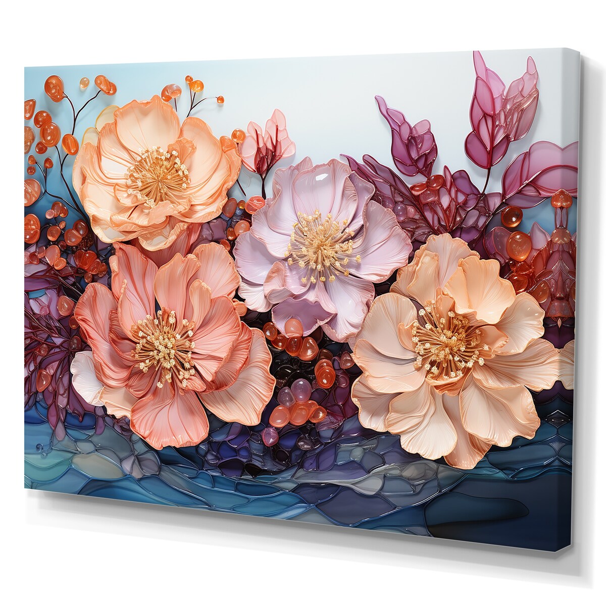 Designart "Peach Hydrangea S Whispers" Flowers Wall Art