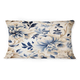 Designart "Petal Symphony Blue Damask Harmony" Damask Printed Throw Pillow