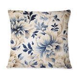 Designart "Petal Symphony Blue Damask Harmony" Damask Printed Throw Pillow