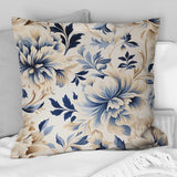 Designart "Petal Symphony Blue Damask Harmony" Damask Printed Throw Pillow