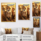Designart "Photo Of Cheetah Chase II" Cheetah Brown Wall Decor - Traditional Bedroom Framed Canvas Wall Art