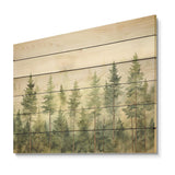 Designart "Pine Trees Minimalism Dream" Trees Wood Wall Decor - Traditional Green Wood Panel On Natural Pine Wood