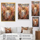 Designart "Pink And Blue Butterfly Woman Glam" Woman Glam Wall Decor Pink - Glam Entryway Framed Wall Art Print