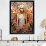 Designart "Pink And Blue Butterfly Woman Glam" Woman Glam Wall Decor Pink - Glam Entryway Framed Wall Art Print