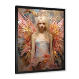 Designart "Pink And Blue Butterfly Woman Glam" Woman Glam Wall Decor Pink - Glam Entryway Framed Wall Art Print