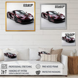 Designart "Pink And Chrome Italian Hyper Car III" Car Exotic Wall Decor Red Modern Bedroom Framed Canvas Wall Art