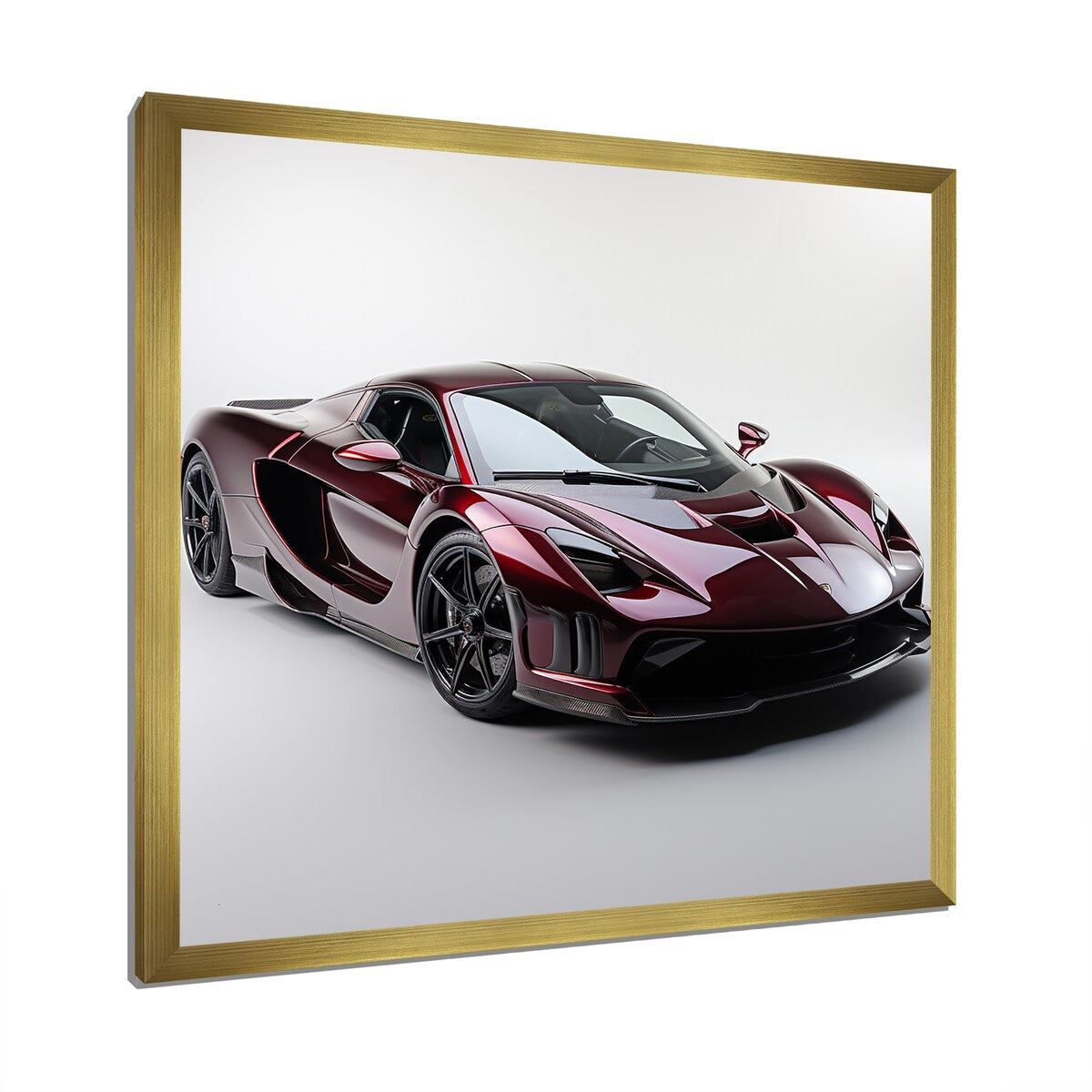 Designart "Pink And Chrome Italian Hyper Car III" Car Exotic Wall Decor Red Modern Bedroom Framed Canvas Wall Art