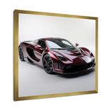 Designart "Pink And Chrome Italian Hyper Car III" Car Exotic Wall Decor Red Modern Bedroom Framed Canvas Wall Art