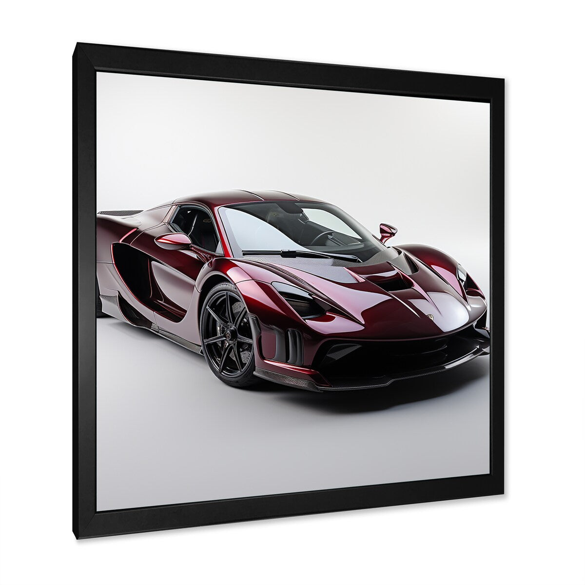 Designart "Pink And Chrome Italian Hyper Car III" Car Exotic Wall Decor Red Modern Bedroom Framed Canvas Wall Art