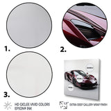 Designart "Pink And Chrome Italian Hyper Car III" Car Exotic Wall Decor Red Modern Bedroom Framed Canvas Wall Art