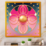 Designart "Pink And Gold Abstract Flower" Modern Geometric Framed Art Print
