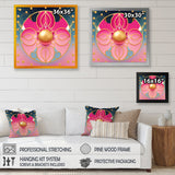 Designart "Pink And Gold Abstract Flower" Modern Geometric Framed Art Print
