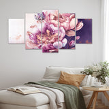 Designart "Pink And Gold Peruvian Lily II" Floral Peruvian Lily Multipanel Canvas Prints